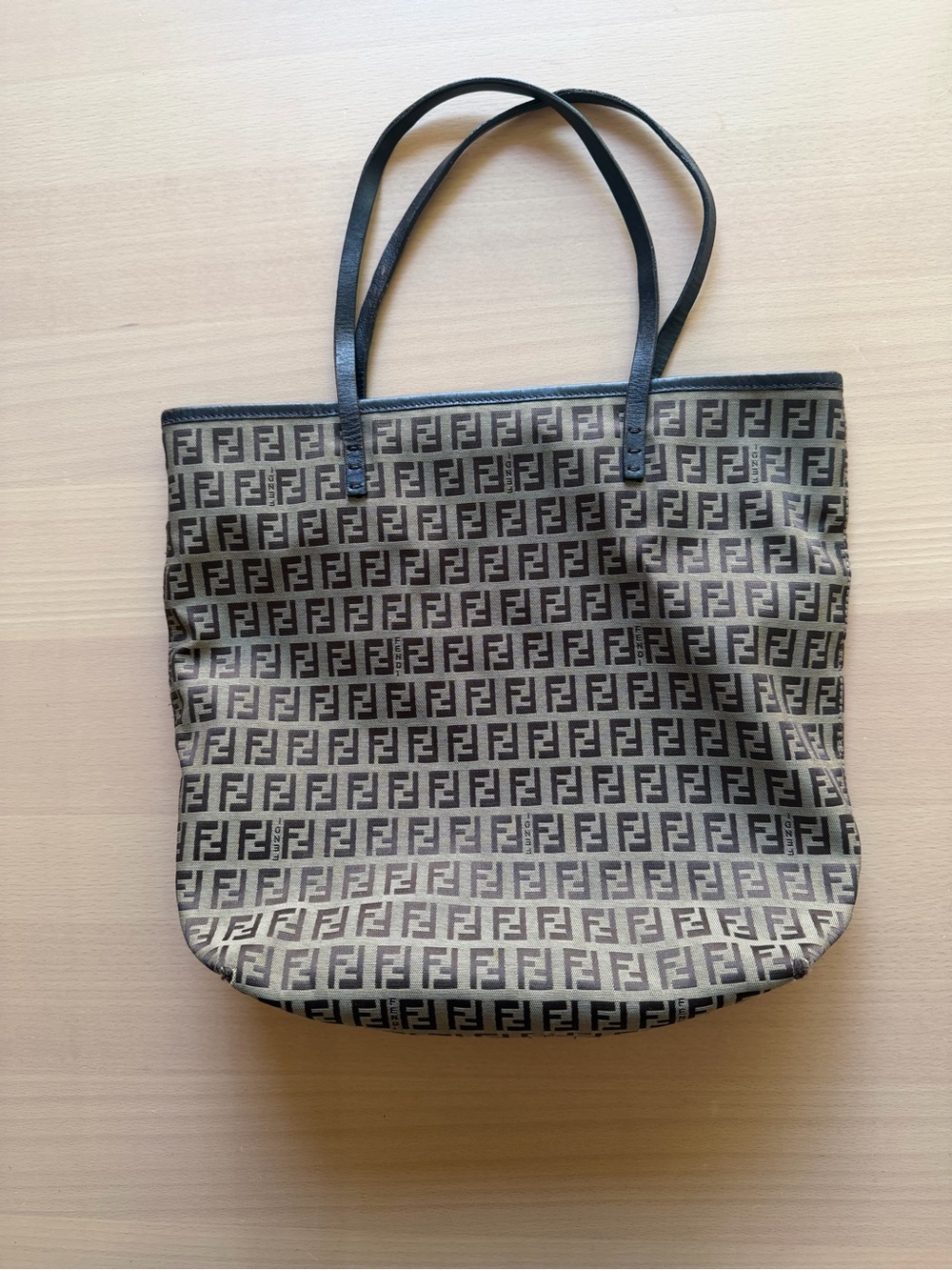Fendi FF Logo Canvas Tote in Brown and Black